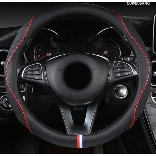 CUWEUSANG Leather Car Steering Wheel Cover For Mitsubishi ASX Outlander Lancer Pajero L200 Mirage Triton Attrage