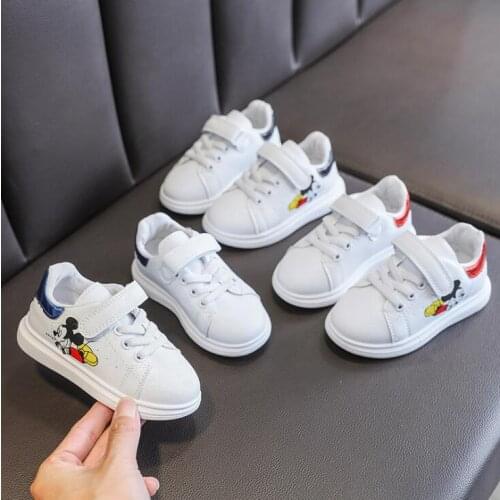 Disney Kids Cartoon Mickey Casual Shoes Girls Princess Soft pu Cute Boys Sports Shoes for child gift
