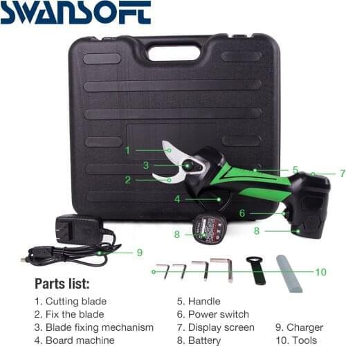 SWANSOFT Electric pruning shears garden cordless fruit tree pruning high-power lithium battery imported blade
