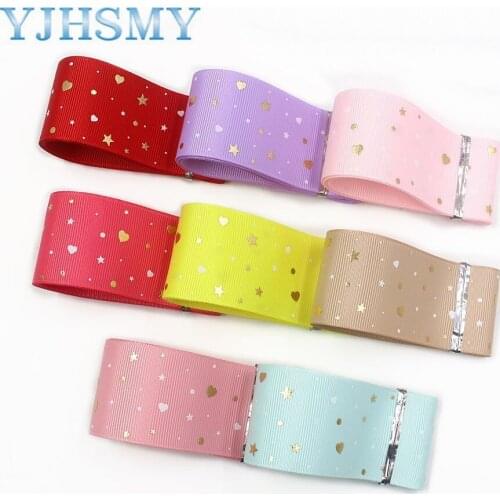 I-19910-2118, 38mm 1-1/2'' Pure color hot stamping star printing grosgrain ribbon packaging design, DIY accessories handmade mat