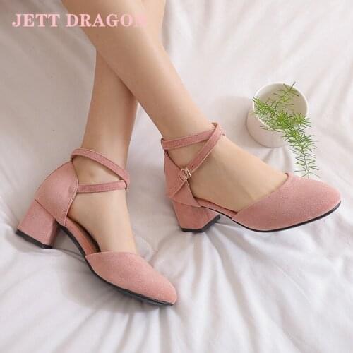 JETT DRAGON New High Heels Women Mary Janes Shoes Mid Heel Spring Footwear Summer Party Wedding Womens Pumps Big Size 33-43