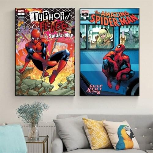 Superhero Character Canvas Paintings Marvel Anime Spiderman Posters and Comic Prints Wall Art Picture for Living Home Decoration