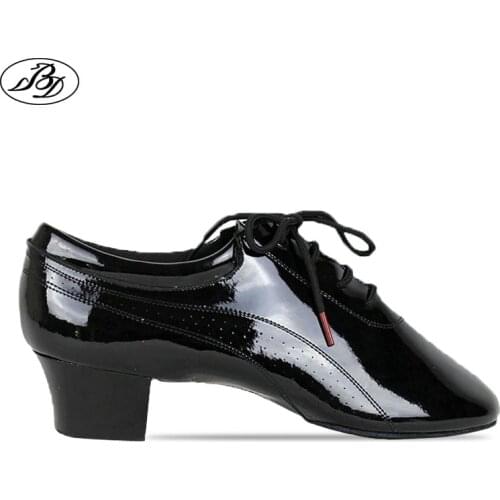 Men Latin Dance Shoes BD 424 Split Sole Streamline Model Patent Shining Ballroom Dancing Shoes Split Sole Patent Shoes