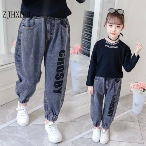 2020 Autumn Blue Summer Baby Girls Jeans Pants Kids Clothes Cotton Casual Children Trousers Teenager Denim Boy Clothing Trousers