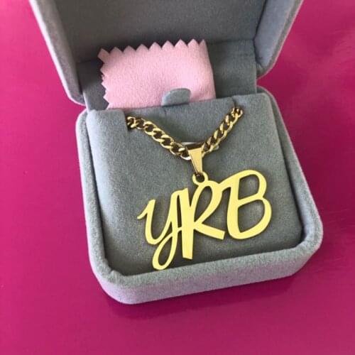 Personalized Custom Name Necklace Big Pendant Stainless Steel Nameplate Jewelry Women Men Letter Customized Necklaces Collier