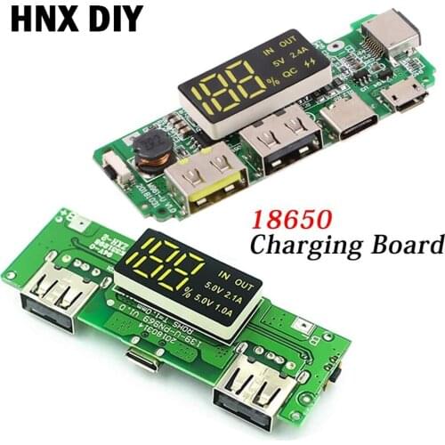 Lithium Battery Charger Board LED Dual USB 5V 2.4A Micro/Type-C USB Mobile Power Bank 18650 Charging Module Circuit Protection