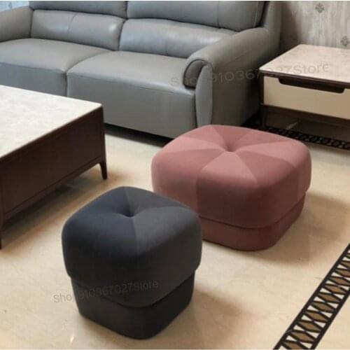 Light Luxury Nordic Fabric Low Stool Living Room Sofa Stool Fashion Creative Makeup Stool Household Shoes Round Stool