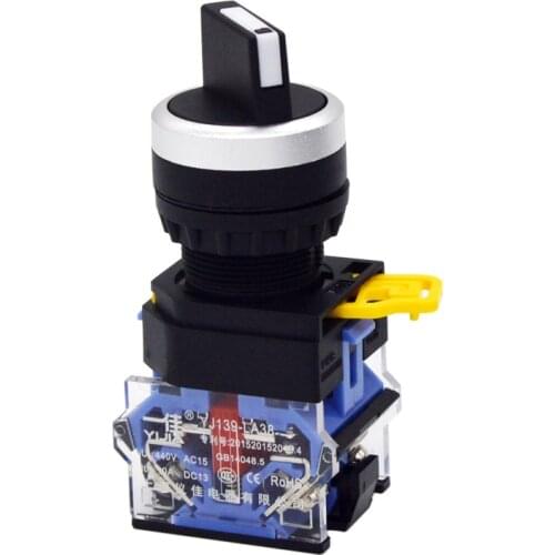 Self-locking Knob Switch 2 Position Selector Switch 1 NO 1 NC /2 NO Button Switch Hole Size 22mm LA38-11X21