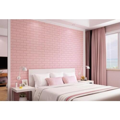 Pink Brick Pattern Self Adhesive Flexible Sponge Countertop Wall Panel NEW