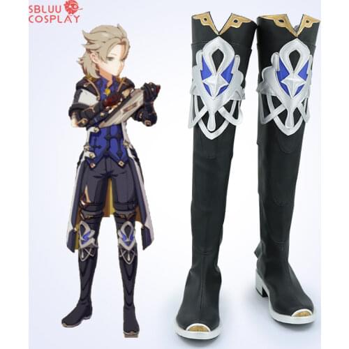 Genshin Impact Albedo Black Cosplay Shoes Boots Halloween Carnival Cosplay Costume Accessories Version 2