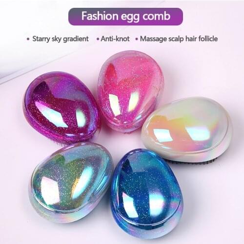 5 Color Egg-shaped Hair Care Brush Scalp Massage Exquisite Comb ABS PTE Material Anti-knotted Promote Head Blood Circulation