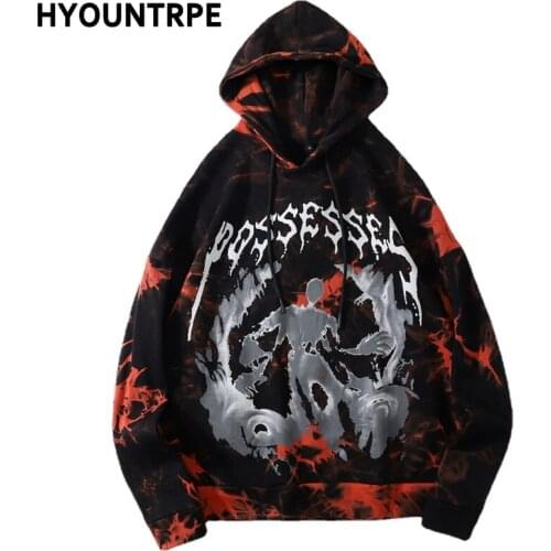Fashion Tie-dyed Hooded Sweatshirts Harajuku Long Sleeve Hoodie Unisex Loose Skateboard Streetwear Pullover Hip Hop Man Hoodies
