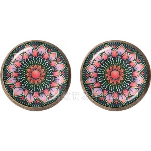 Vintage Jewelry Mandala Earrings Henna OM Symbol Buddhism Zen Online Shopping India Fashion Stud Earrings For Women Girls Gift