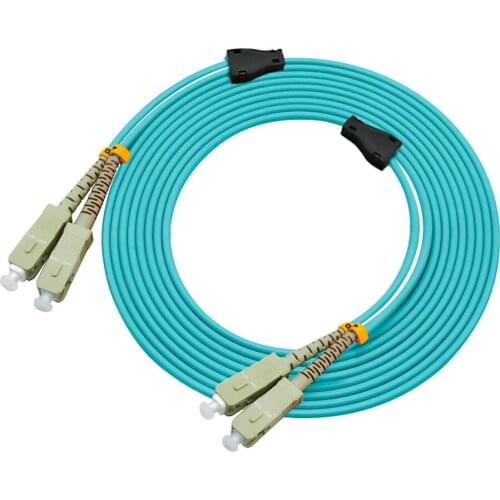 Indoor Armored 20 Meters SC-SC Duplex 10 Gigabit 50/125 Multimode Fiber Optical Cable OM3 Aqua 10GB SC to SC Patch Cord Jumper