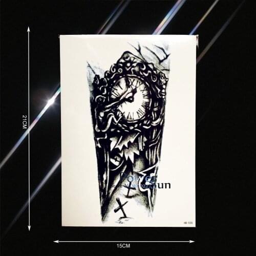 DIY Waterproof Tattoo Dark Grave Clock Devil Design Fake Arm Leg Tatoos Body Art For Men Women Temporary Tattoo Stickers PHB-035
