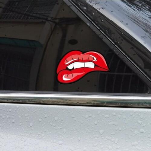 Funny Car Sticker Vinyl Decal Self Adhesive Red Lips Cover the Scratches for Car fuel Tank Cap 12cmx7.5cm