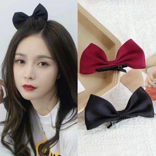 Korean version of the cute bow hairpin fashion temperament back of the head top clip side clip ins Sen bow duckbill clip