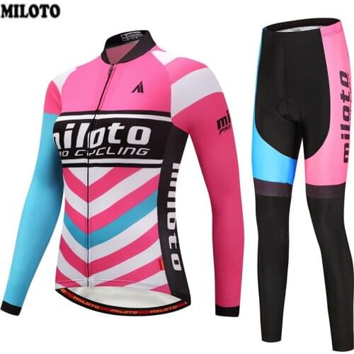 MILOTO Team Ropa Ciclismo Womens Pro Cycling Jersey Long Sleeve Autumn Biking Sports Clothes Bike Bib Pants Sets S-4XL