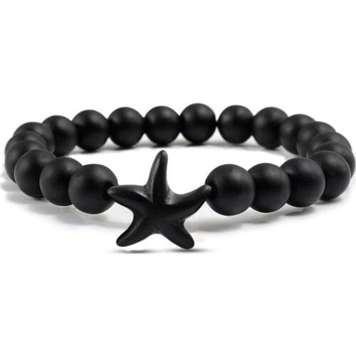 18 Colors Fashion Natural Stone Bracelets Star Black Beaded Bangles Starfish Elastic Handmade Holiday Jewelry Gifts Dropshipping