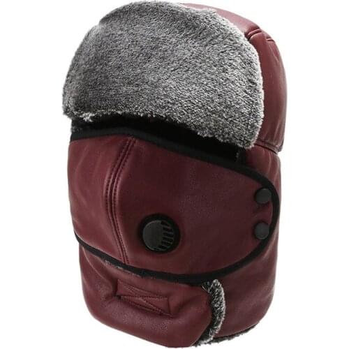 Winter Hats for Men Women Child Warm Cap Air Flap Outdoor Skiing Windproof Cycling Dark red 2020 Season New Fashion