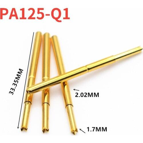 100PCS / Package PA125-Q1 Four-jaw Plum Blossom Head Brass Test Needle Needle Tube 2.02MM Length 33.35mm Spring Test Pin
