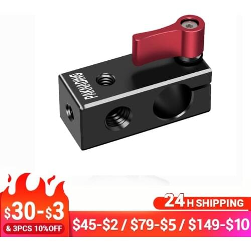 Single Rod Clamp 15mm Rail Connector Adapter w/ Four 1/4"-20 3/8 Threads Holes for 15mm Dslr Rig for Microphone LED Light DIY