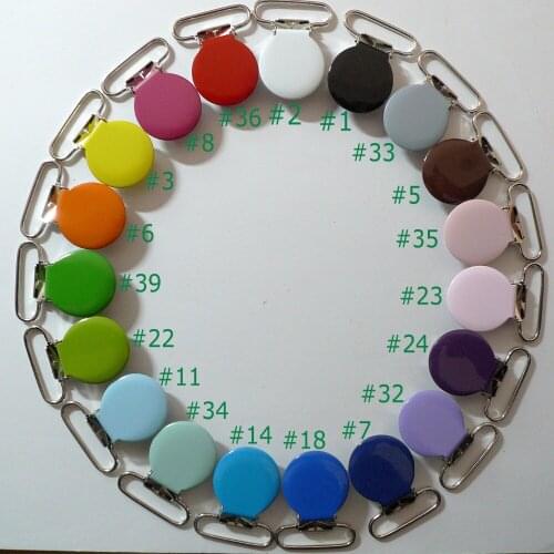 19pcs 1'' 25mm 19 Colors Assorted Enamel Round Shape Suspender Clips