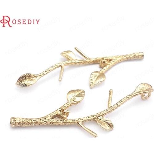 28184-G)10PCS 36x14MM Champagne Gold Color Brass Tree Branches Charms Pendants Jewelry Making Supplies Diy Findings Accessories