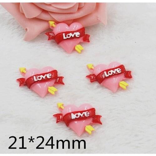 30pcs/lot flat back resin heart resin cabochons accessories for kids hair