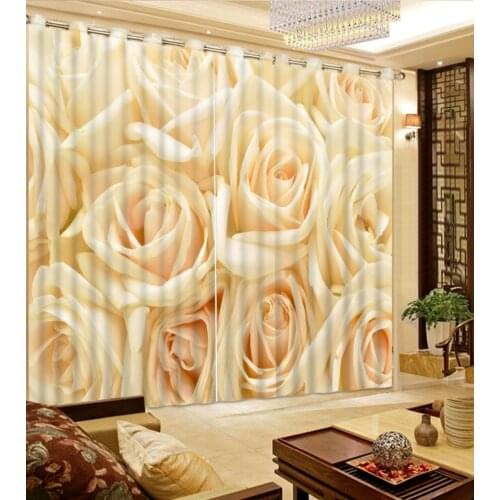 3D Curtain Printing Blockout Polyester Photo Drapes Fabric For Room Bedroom Window white flower rose curtains