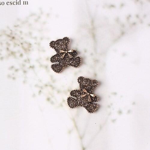 5pcs/lot Alloy Creative bear Gold Rhinestone Pendant Button Ornaments Jewelry Earrings Choker Hair bag DIY Jewelry Accessories