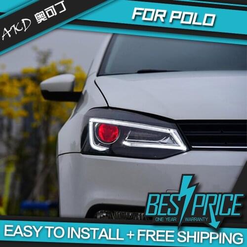AKD Cars Styling Headlight For VW Polo 2011-2017 Headlights LED Running lights Bi-Xenon Beam Fog lights angel eyes Auto levels