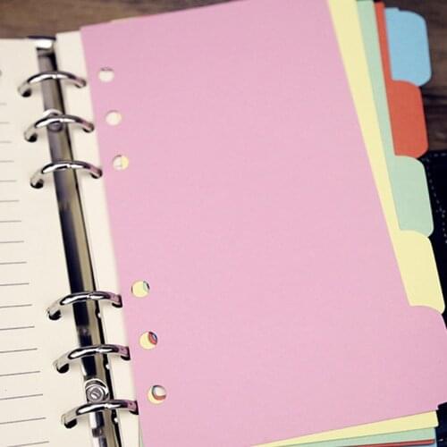 B2RC 5Pcs Refills 6 Hole Blank Colorful Paper for A5 A6 Loose Leaf Binder Notebook