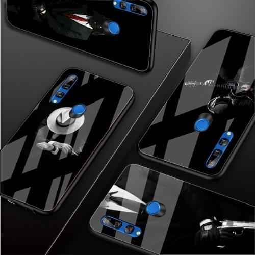 Dark Suit Mystery Man Tempered Glass Phone Case For Huawei honor 8X 9 10i 20i 20Lite 20Pro 30 Pro Cover Shell