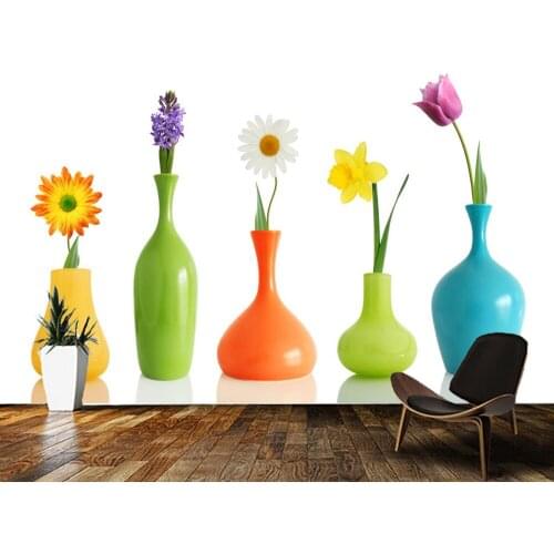 Papel de parede Colored vase flowers 3d wallpaper living room tv wall childrens bedroom wall papers home decor