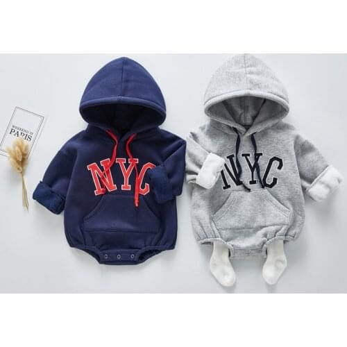 Baby Infant Spring Autumn Bodysuit Hooded Warm Fashion Newborn Boy Girls Clothing Long Sleeve High Quality Kids Baby Outfits