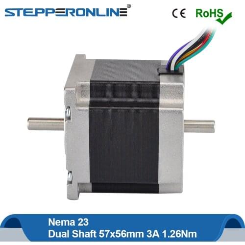 Dual Shaft Nema23 Unipolar/Bipolar Stepper Motor 56mm 2 Phase 1.8 Degree 1.26Nm 3A 8-lead for CNC Mill Lathe Router