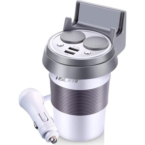Elite Star Dual USB Car-borne One-Two Charger borne Mobile Phone Bracket Smoke Lighter Car Charged HSC-500