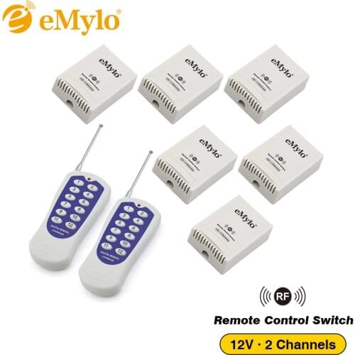 EMylo DC 12V RF Learning Smart Switch, Wireless Remote Control Light Switch 433Mhz White&Blue Transmitter 6 X 2 Channels Relays