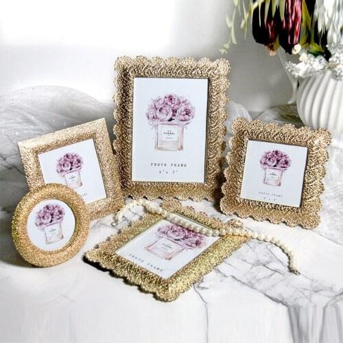 Nordic style photo frame light luxury metal lace carved frame decoration modern minimalist European wedding photo Photo studio