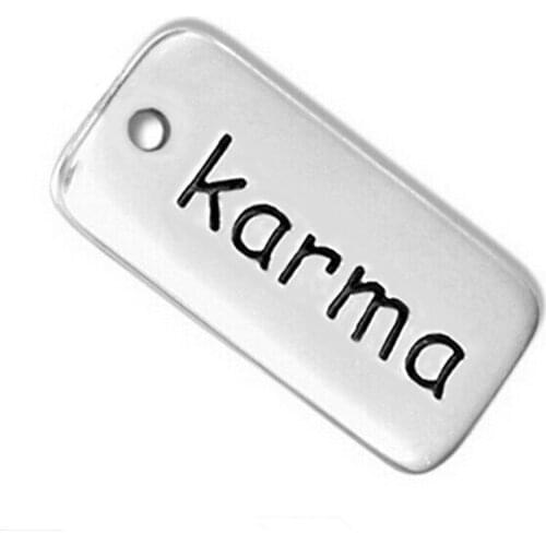 Custom metal tags Karma Message Charm hand stamped jewelry making accessory for bracelet or necklace