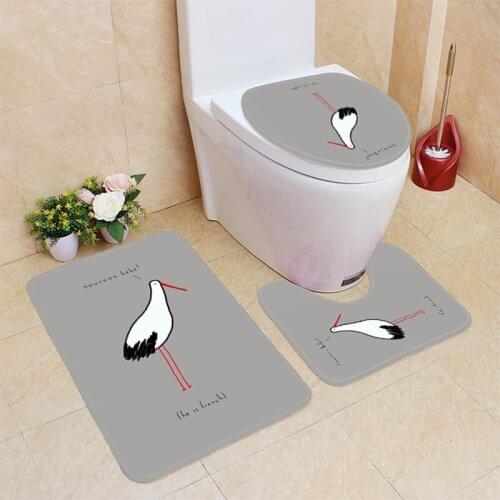 Three-Piece Suit Flannel Mats Cartoon Animal Bathroom Toilet