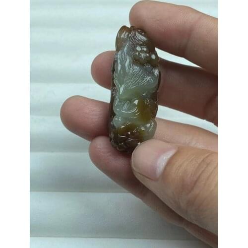Natural 7A hetian jade Handcarved villet fox jade pendant jade necklace women men pendants jewelry jade necklaces