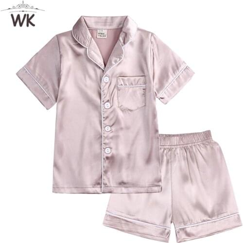 Summer Children Short Sleeved Silk Pajamas Set Girls Sleepwear Baby Loungewear Kids Pijamas Homewear Boys Pyjama Suit Sleepwear