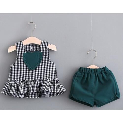 2021 Summer Clothing Set for Kids Printed Sleeveless Tracksuit Cartoon Pattern Childrens Two Pieces Set Fashion Girls Suit