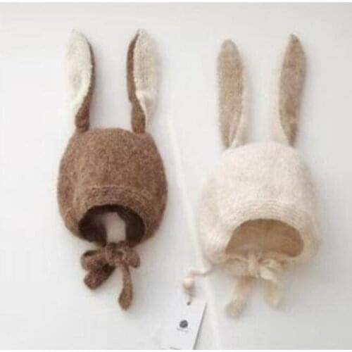 2021 Ins Hot Sell Autumn/Winter New Polish BB boy and girl baby fetal cap animal soft cute cap Rabbit ear cap