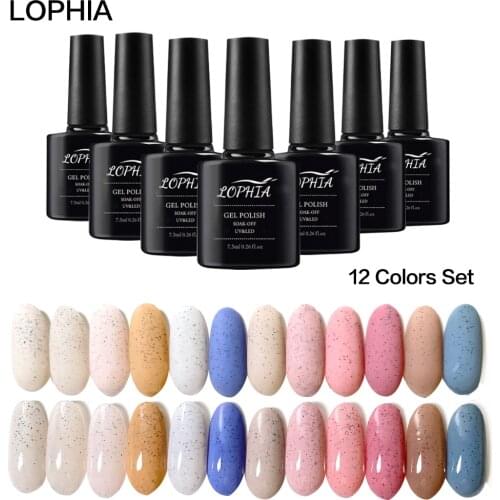LOPHIA 12 Colors Coral Sand Gel Nail Polish Set 7.5ml Soak Off UV LED Nails Varnish Set Semi Permanent Nail Art Gels Lacquer