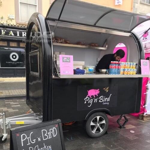 Mini Food Truck Mobile Ice Cream Halal Taco Catering Cart Hot Dog Trailer