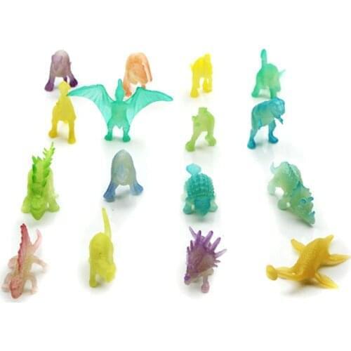 16pcs Mini Animals glow in the dark Dinosaur Simulation Luminous Toy Jurassic Play Model dino Action Figures Collection Boy Gift