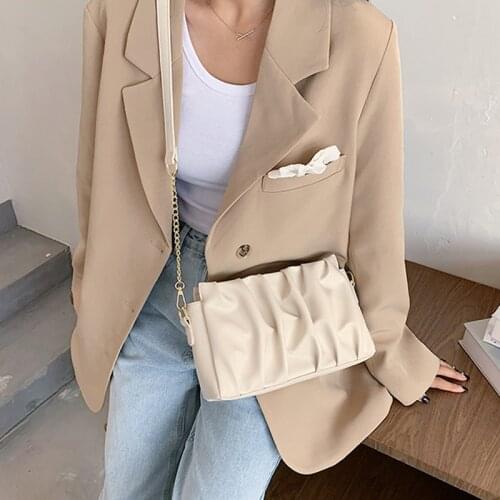 Soft-Faced Solid Folds Magnetic Buckle Handbag Women Zipper PU Underarm Shoulder Bag WomenS Fashion Simple Messenger Bag Woman